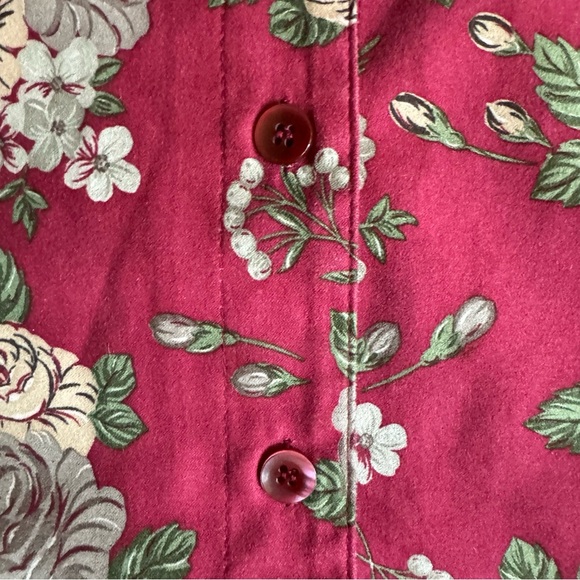 Papagallo Blouse Long Sleeve Burgundy Print 2X - Picture 13 of 16